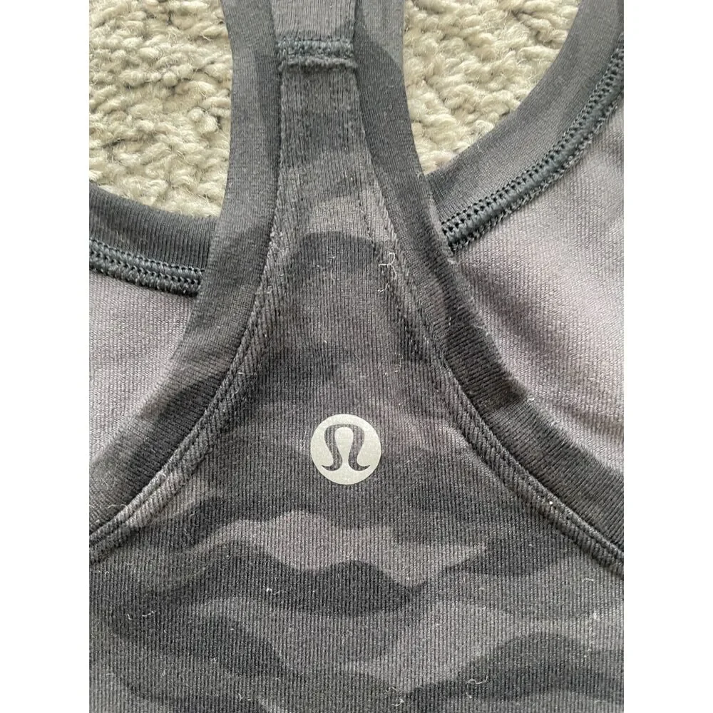 Lululemon Cool Racerback II Size 6-8 Camo Black Running Active Workout Gym
